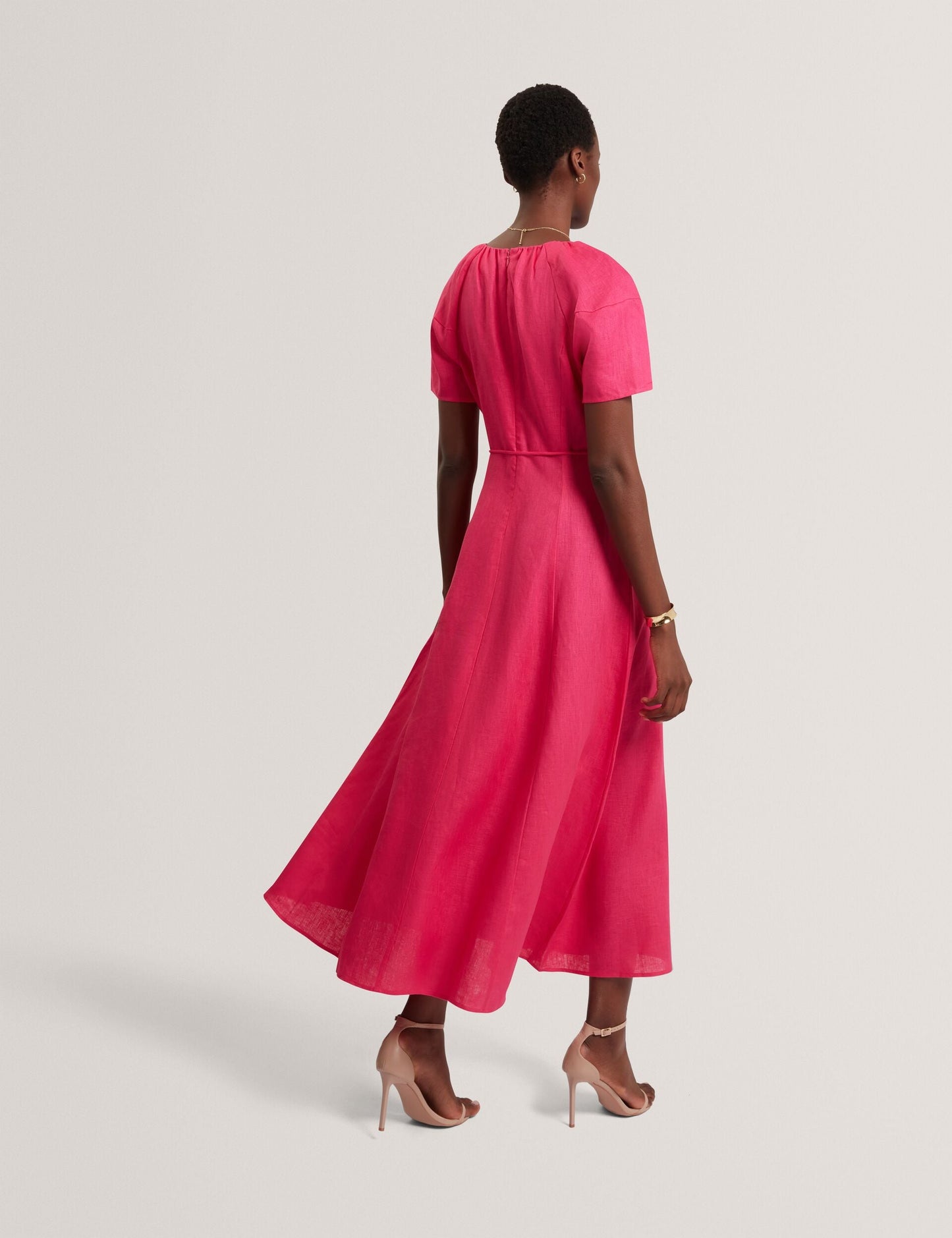 Ted Baker ALLISON Linen Raglan Sleeve Maxi Dress FUCHSIA