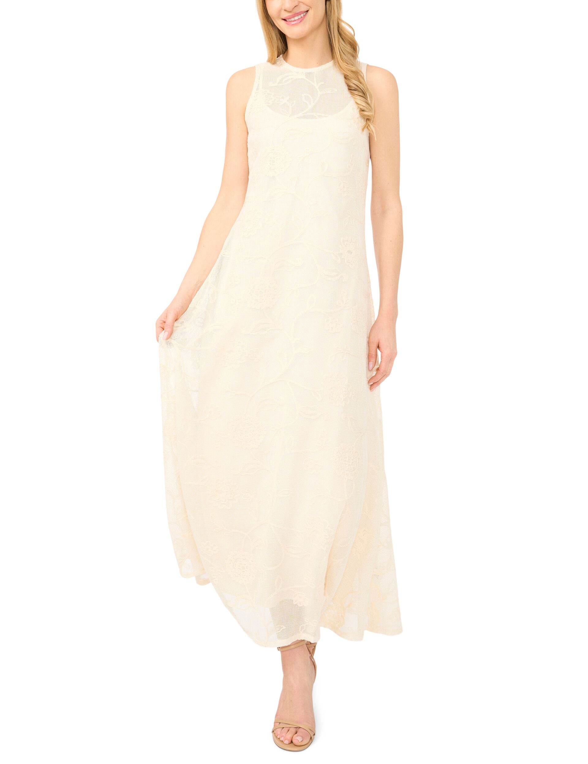 Ted Baker MIMI Floral Crochet Sleeveless Maxi Dress IVORY