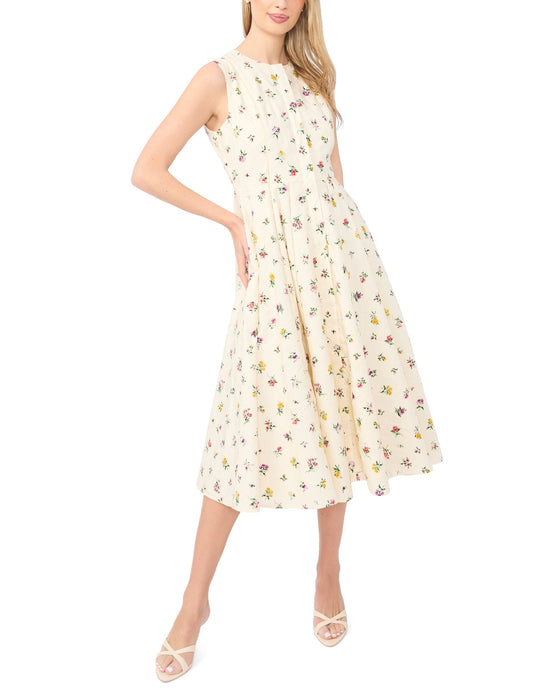 Ted Baker JOANNE Wildflower Sleeveless Smock Midi Dress CREAM