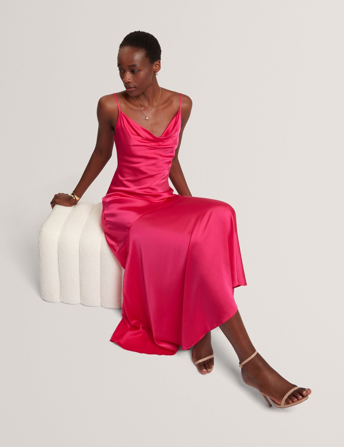 Ted Baker EILA Satin Cowl Neck Strappy Maxi Dress FUCHSIA