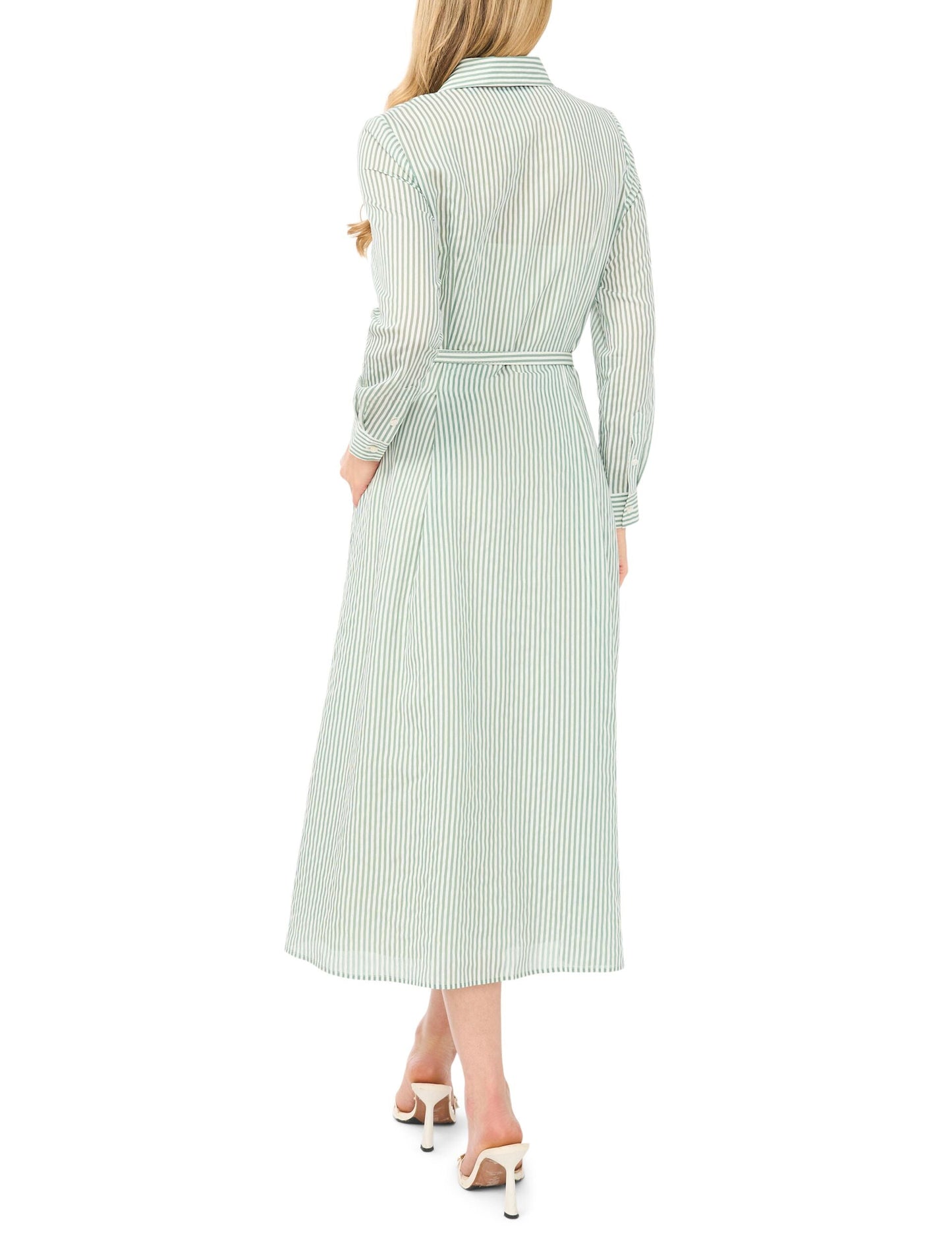 Ted Baker LYNN Striped Belted Midi Shirt Dress LIGHT GREEN