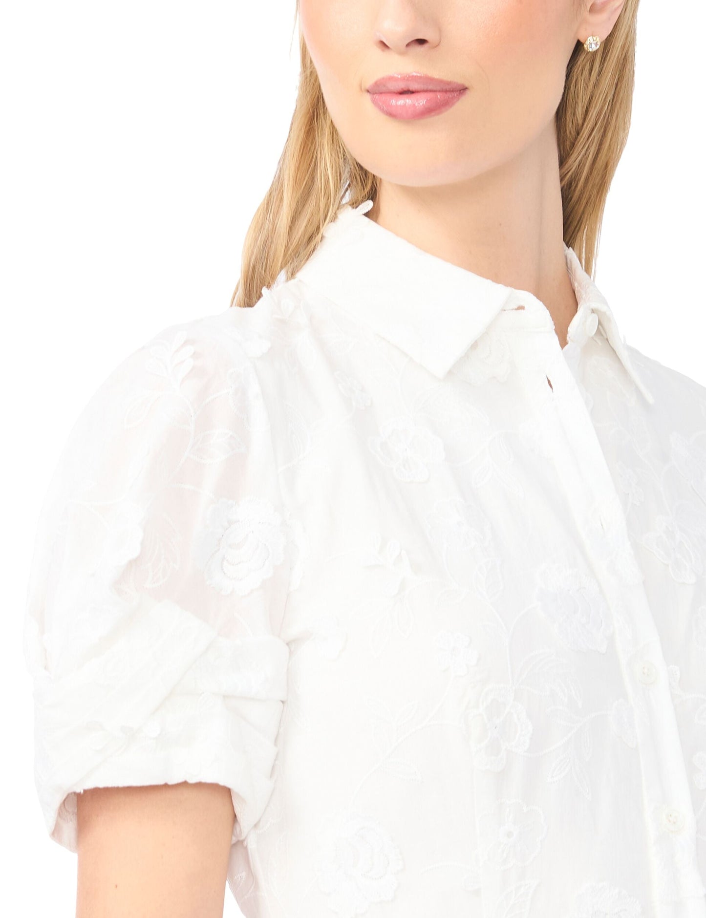 Ted Baker VIOLET Floral Embroidery Midi Shirt Dress ECRU