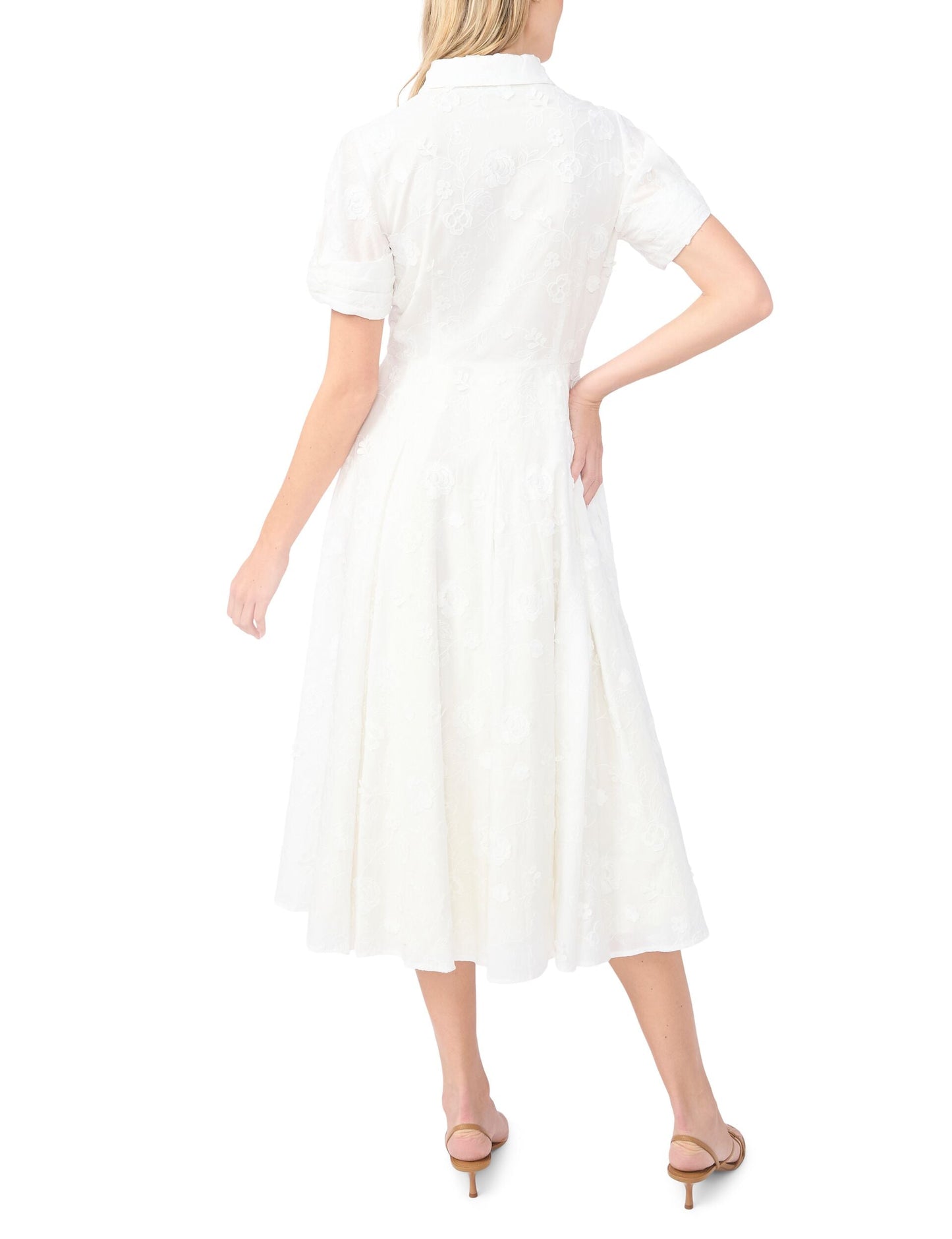 Ted Baker VIOLET Floral Embroidery Midi Shirt Dress ECRU
