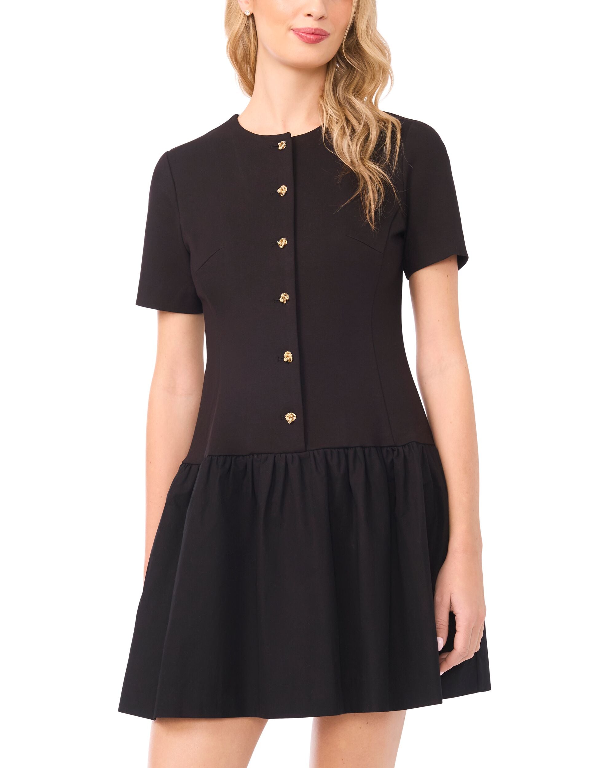 Ted Baker VALENTINA Tailored Drop Waist Buttoned Mini Dress BLACK
