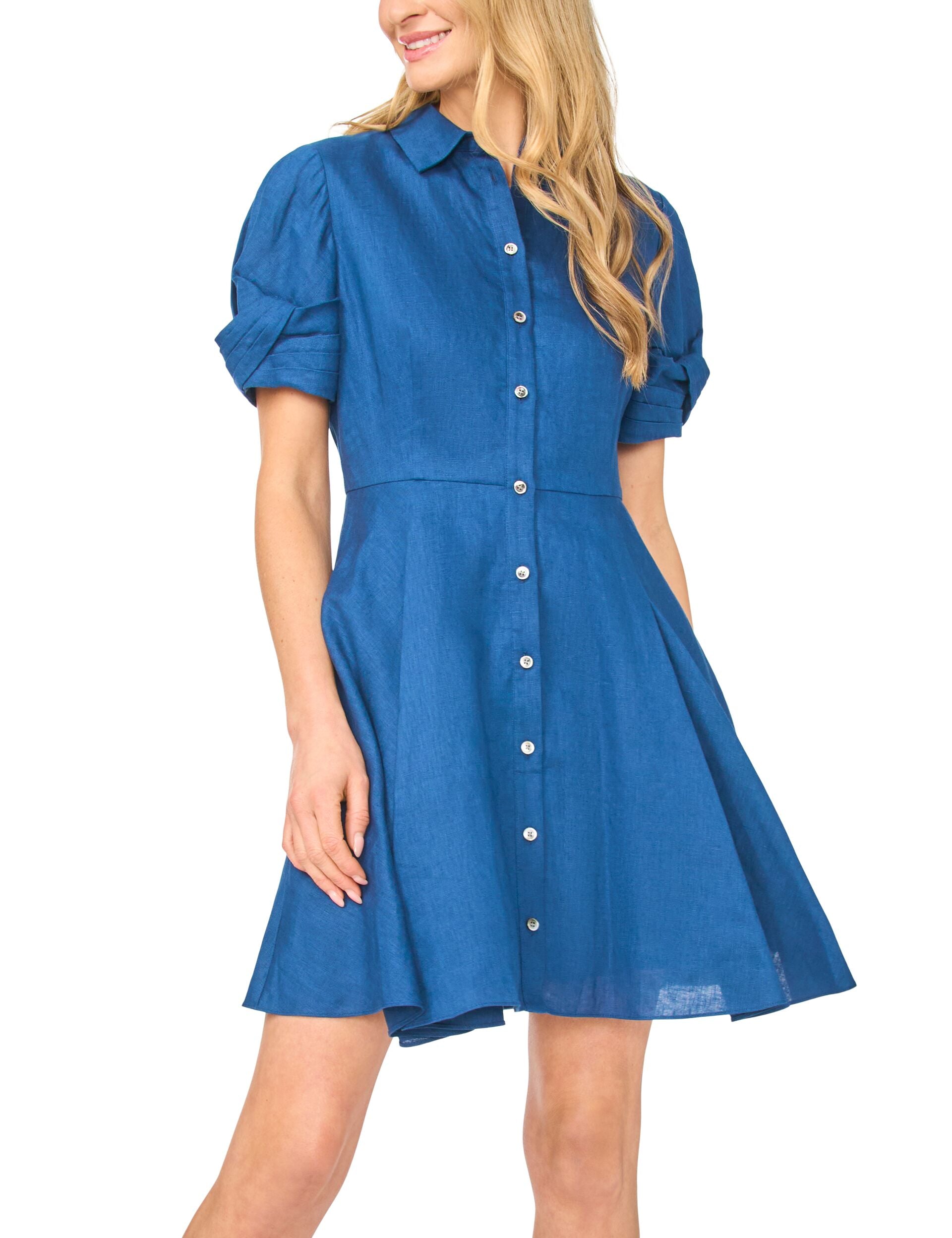 Ted Baker STINA Linen Chambray Mini Shirt Dress BLUE