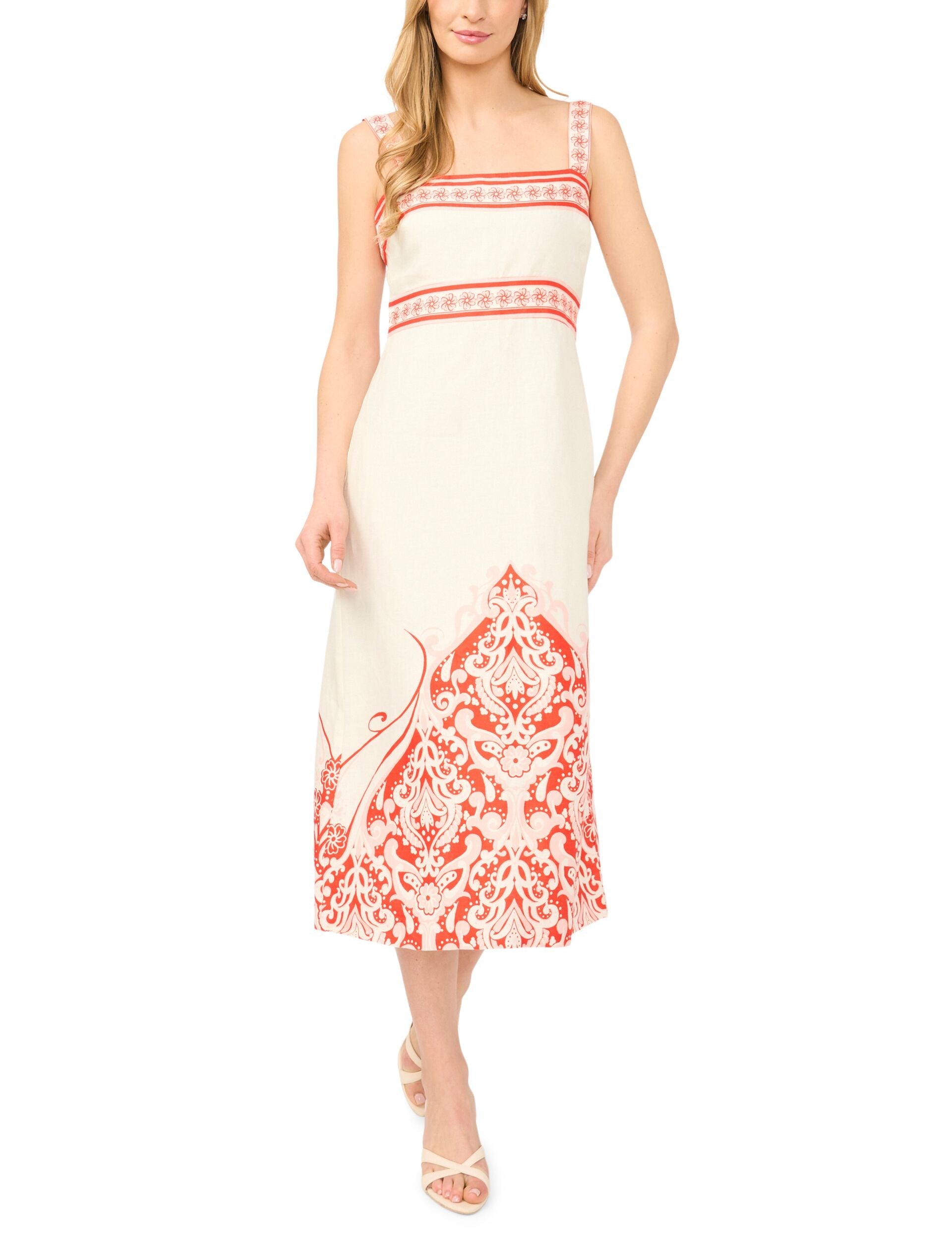 Ted Baker NOEMI Printed Detail Strappy Linen Sundress ECRU