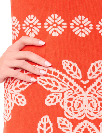 Ted Baker SASHA Jacquard Print Sleeveless Knit Midi Dress BURNT ORANGE