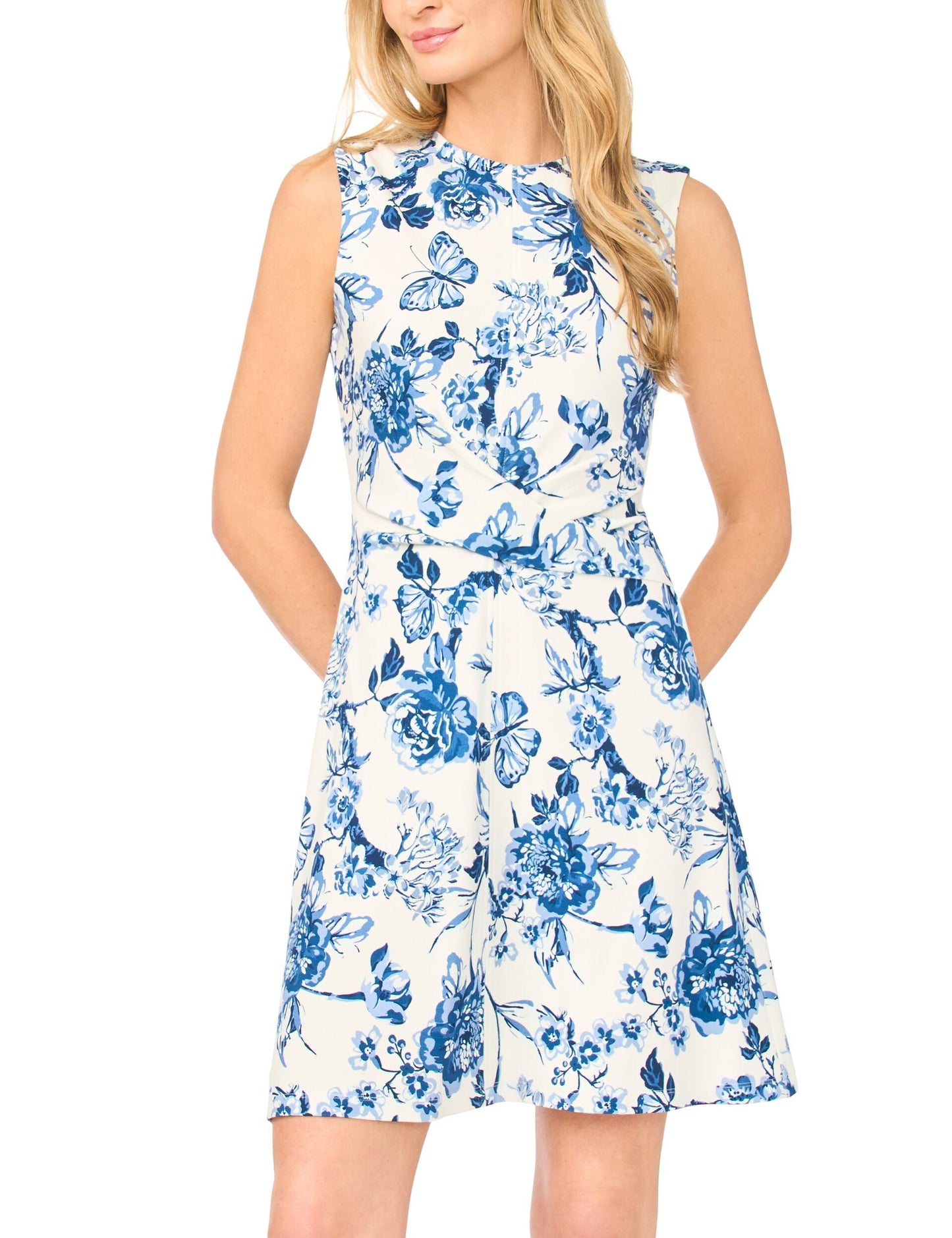 Ted Baker TANYA Floral Twist Front Sleeveless Mini Dress WHITE