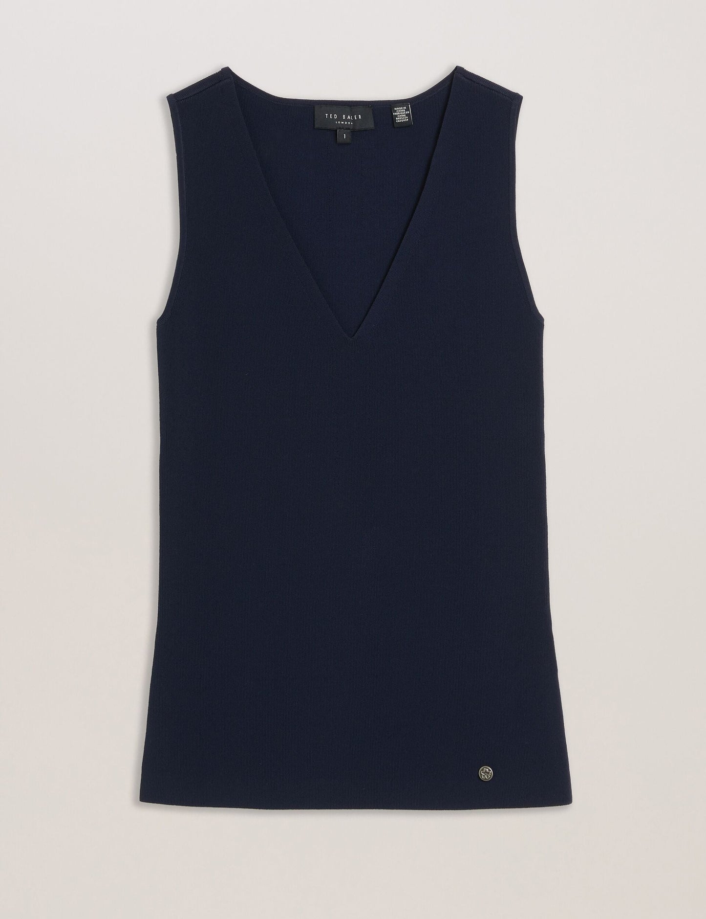 Ted Baker JOSIIY - V Neck Slim Fit Sleeveless Knit Top NAVY