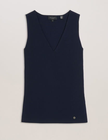 Ted Baker JOSIIY - V Neck Slim Fit Sleeveless Knit Top NAVY