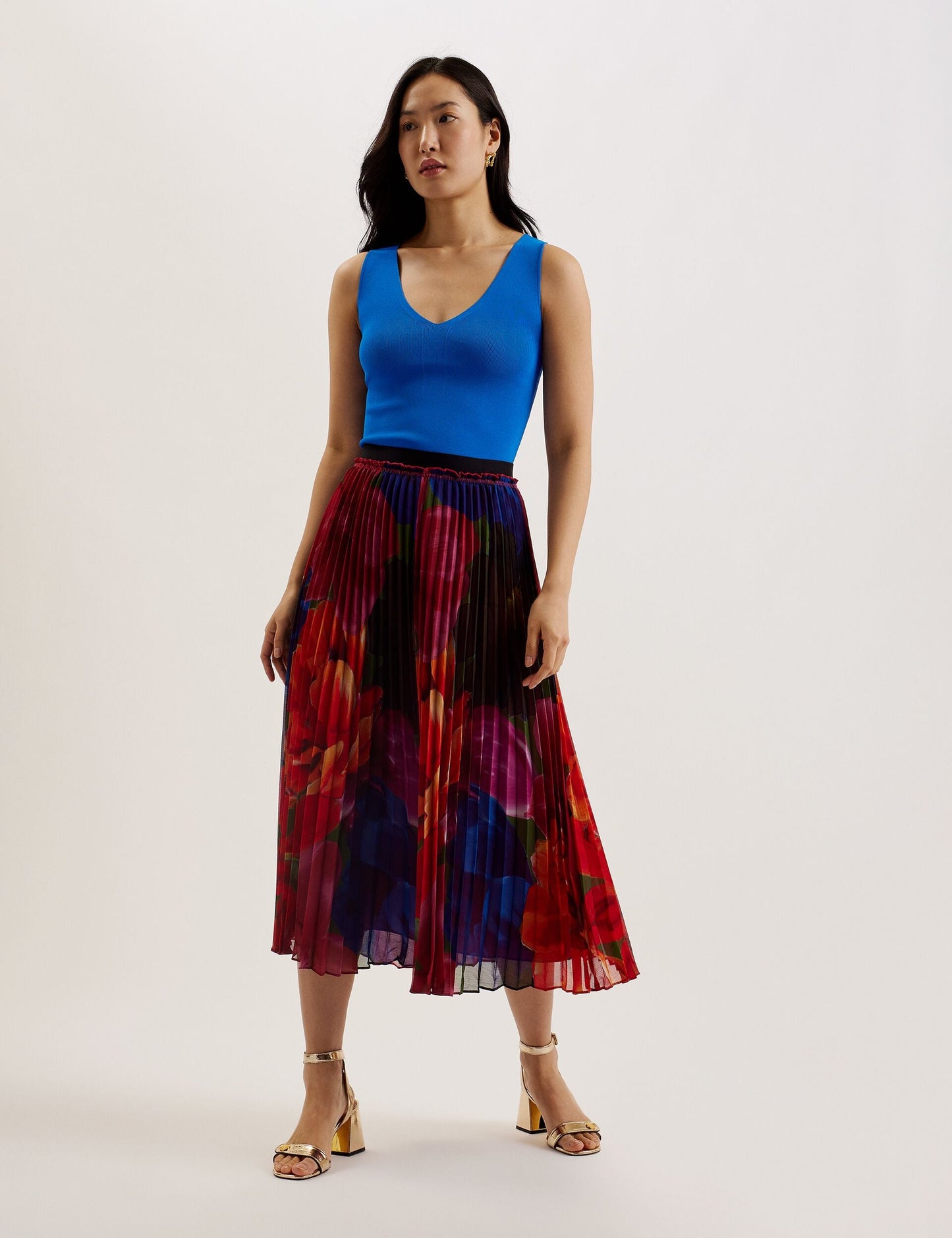 Ted Baker JOSIIY - V Neck Slim Fit Sleeveless Knit Top MID BLUE