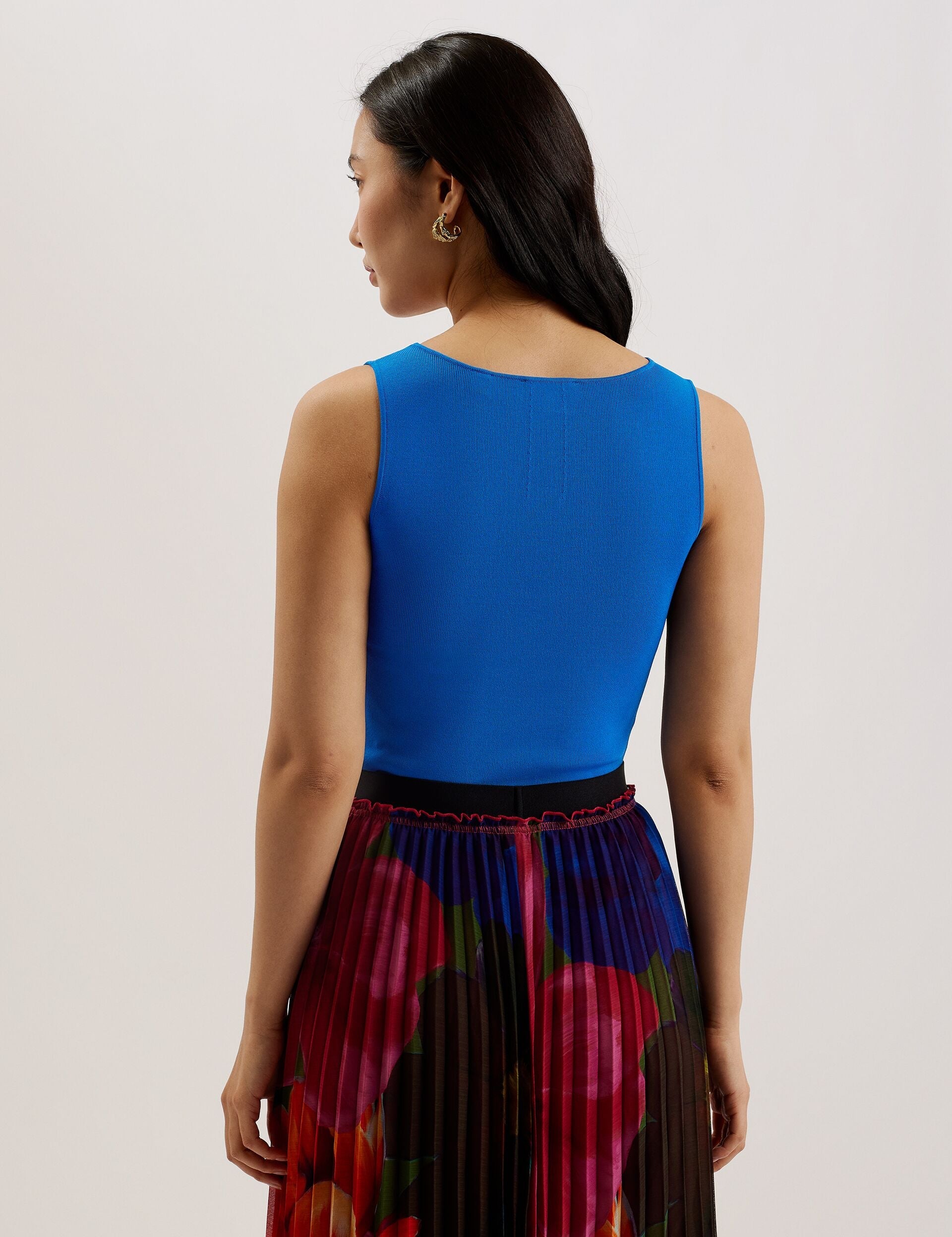Ted Baker JOSIIY - V Neck Slim Fit Sleeveless Knit Top MID BLUE