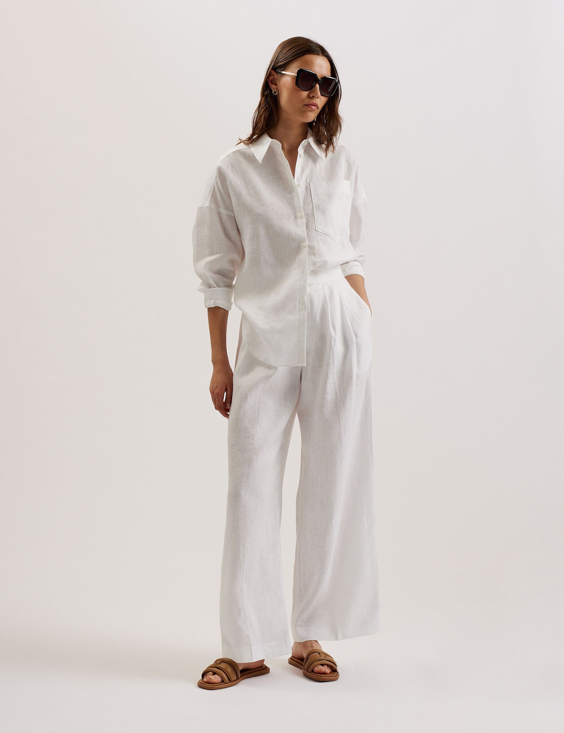 Ted Baker TOLOCA - Oversized Linen Shirt WHITE
