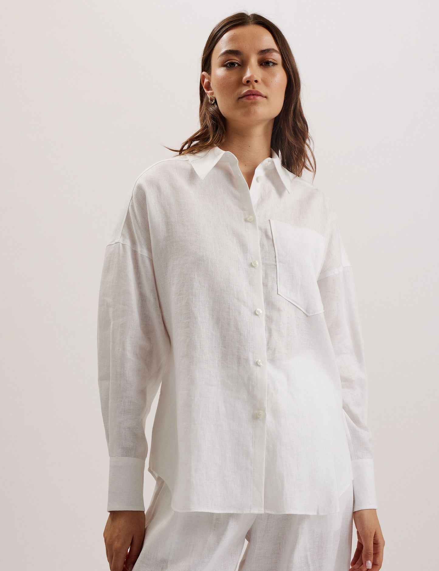 Ted Baker TOLOCA - Oversized Linen Shirt WHITE