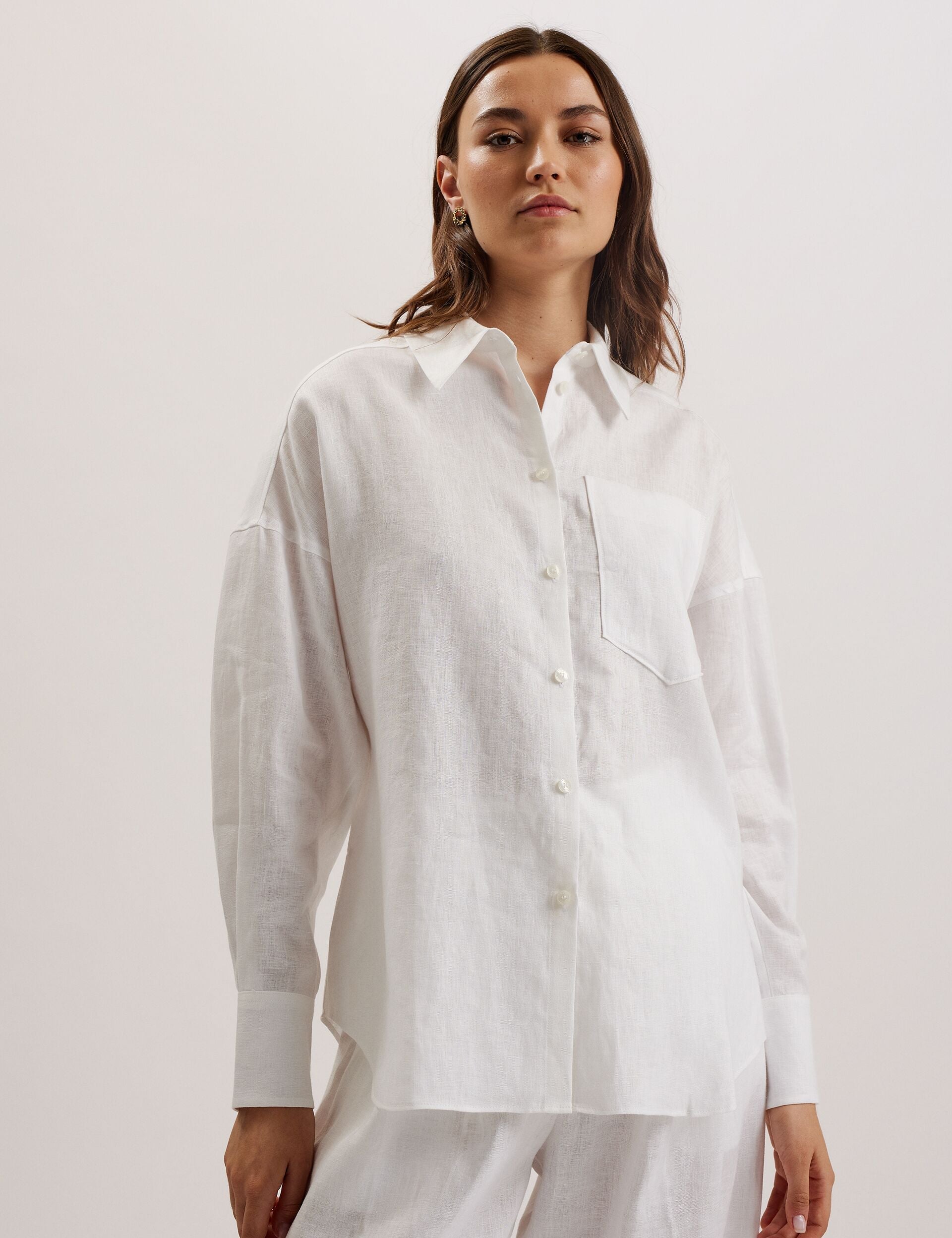 Ted Baker TOLOCA - Oversized Linen Shirt WHITE