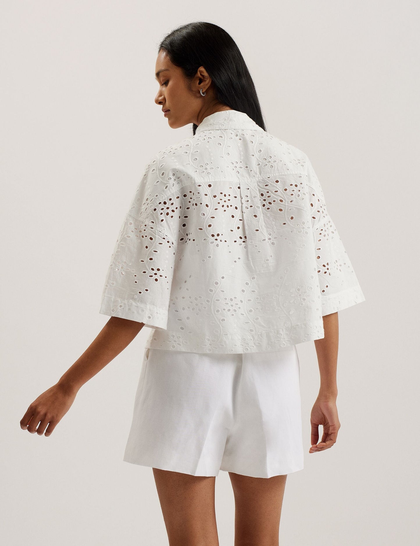 Ted Baker KILKIS - Broderie Cropped Shirt WHITE
