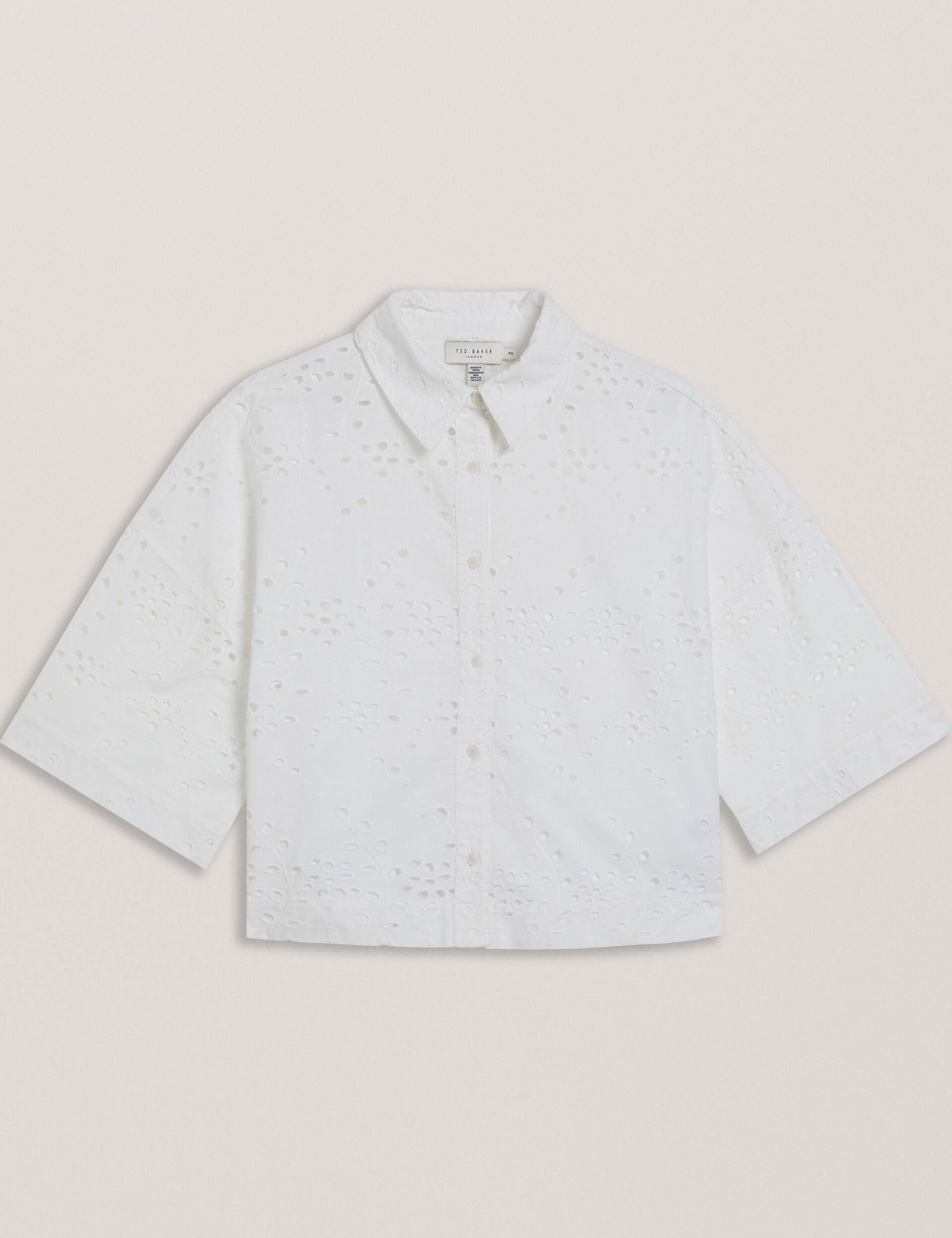 Ted Baker KILKIS - Broderie Cropped Shirt WHITE