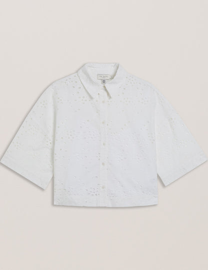 Ted Baker KILKIS - Broderie Cropped Shirt WHITE
