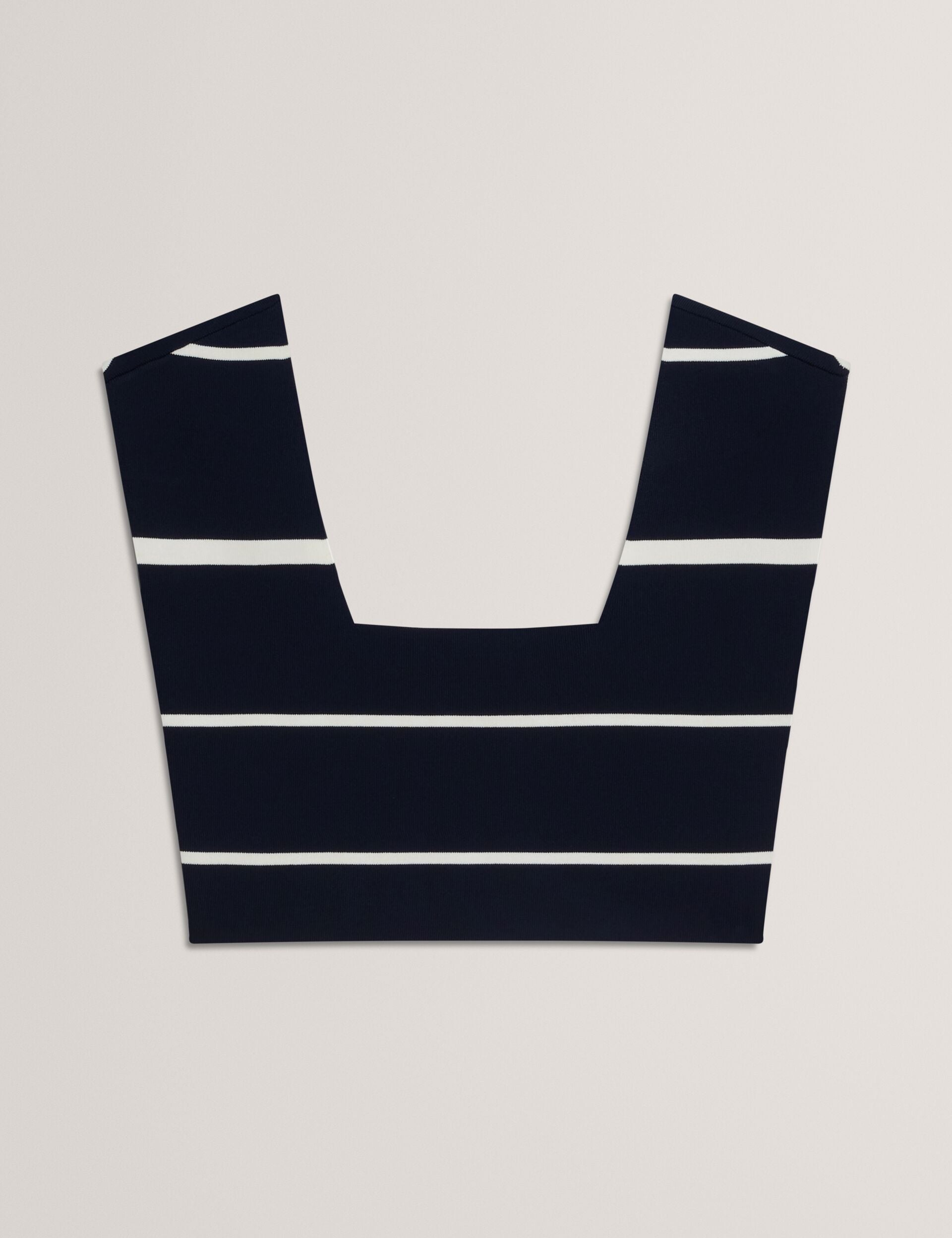 Ted Baker ELLLE - Striped Knit Square Neck Cropped Top NAVY