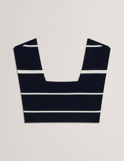 Ted Baker ELLLE - Striped Knit Square Neck Cropped Top NAVY