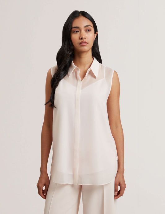 Ted Baker NORELLA - Sheer Organza Longline Sleeveless Blouse PALE PINK