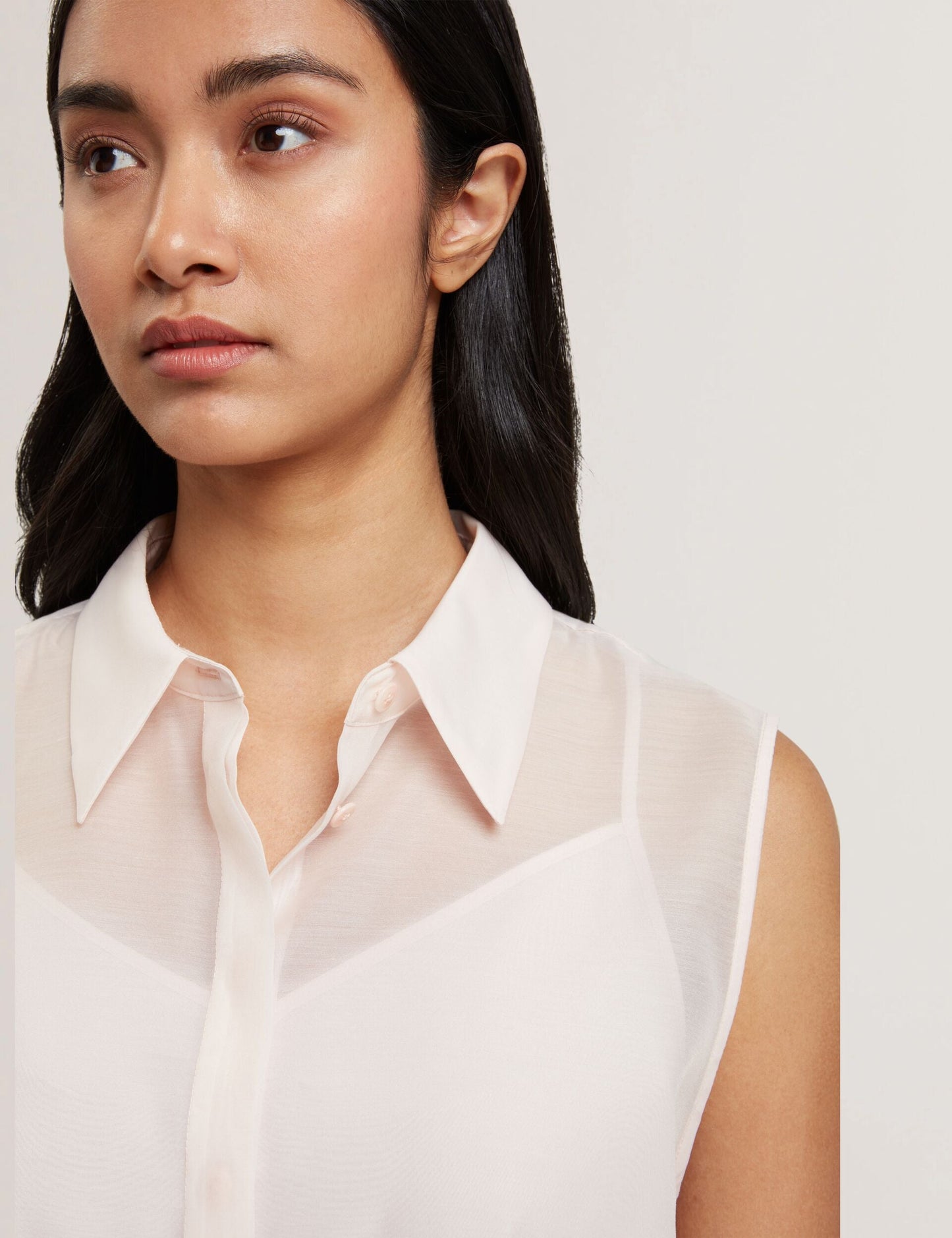 Ted Baker NORELLA - Sheer Organza Longline Sleeveless Blouse PALE PINK