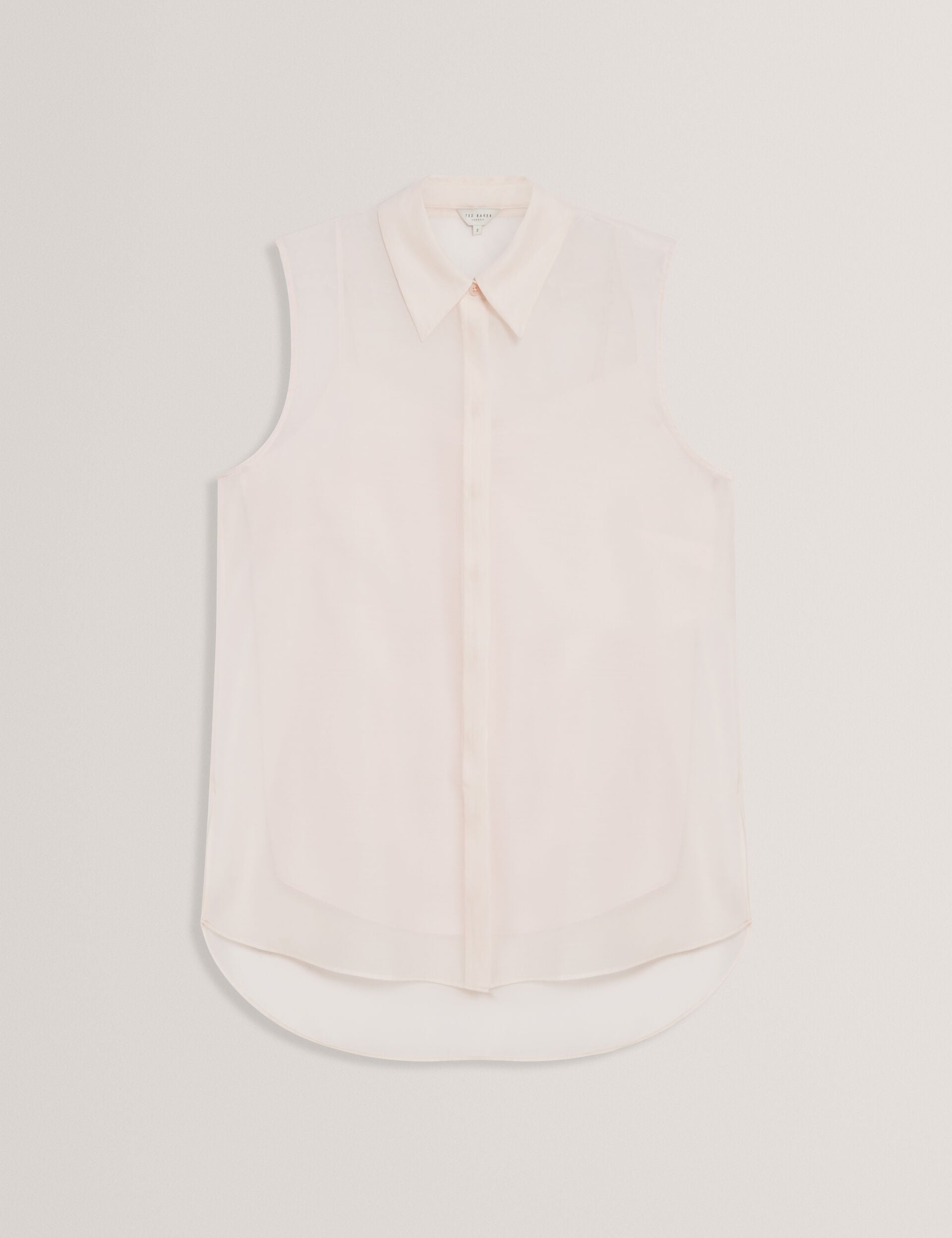 Ted Baker NORELLA - Sheer Organza Longline Sleeveless Blouse PALE PINK