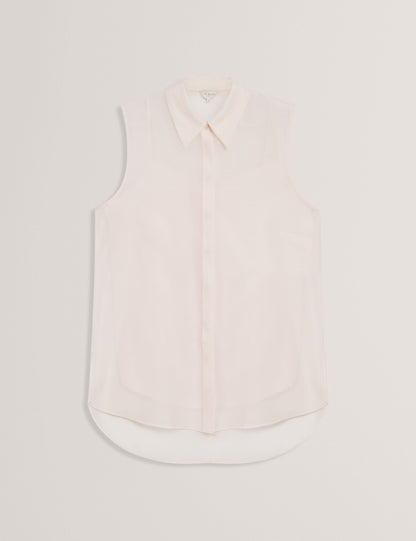 Ted Baker NORELLA - Sheer Organza Longline Sleeveless Blouse PALE PINK