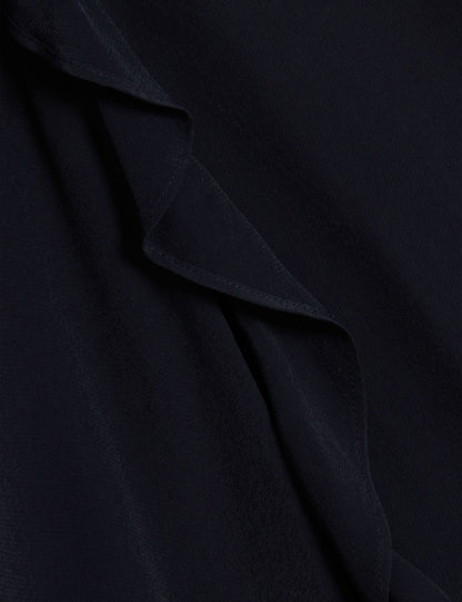 Ted Baker KAYFA - Waterfall Ruffle Trim Long Sleeve Blouse NAVY