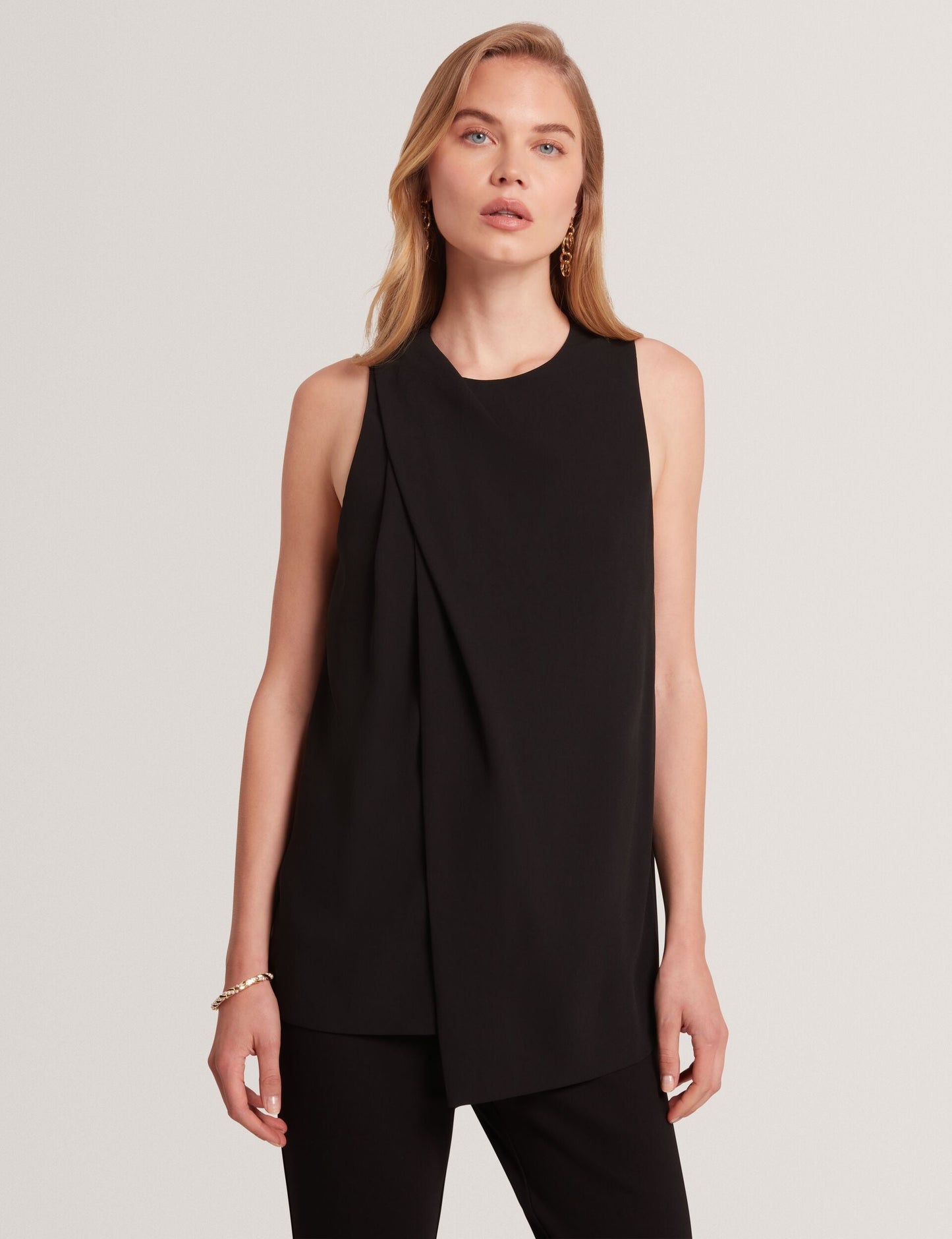 Ted Baker ICANA - Draped Front Asymmetric Sleeveless Top BLACK