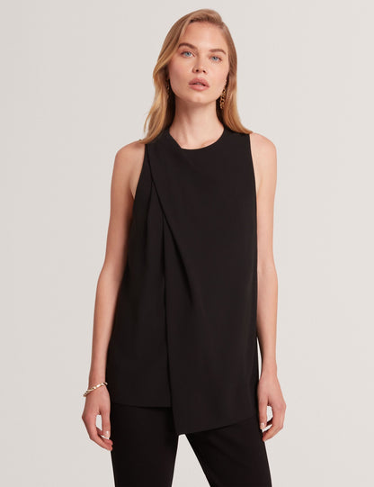 Ted Baker ICANA - Draped Front Asymmetric Sleeveless Top BLACK