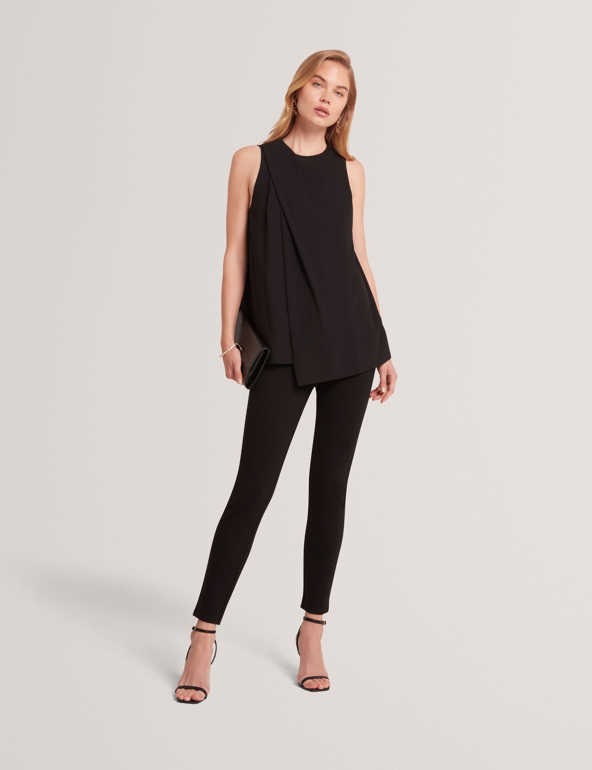Ted Baker ICANA - Draped Front Asymmetric Sleeveless Top BLACK