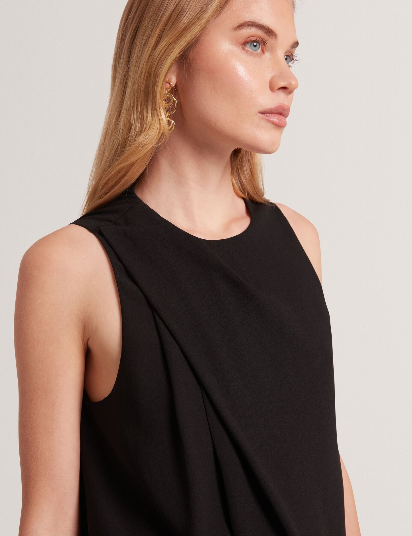Ted Baker ICANA - Draped Front Asymmetric Sleeveless Top BLACK