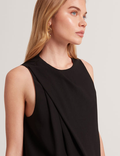 Ted Baker ICANA - Draped Front Asymmetric Sleeveless Top BLACK