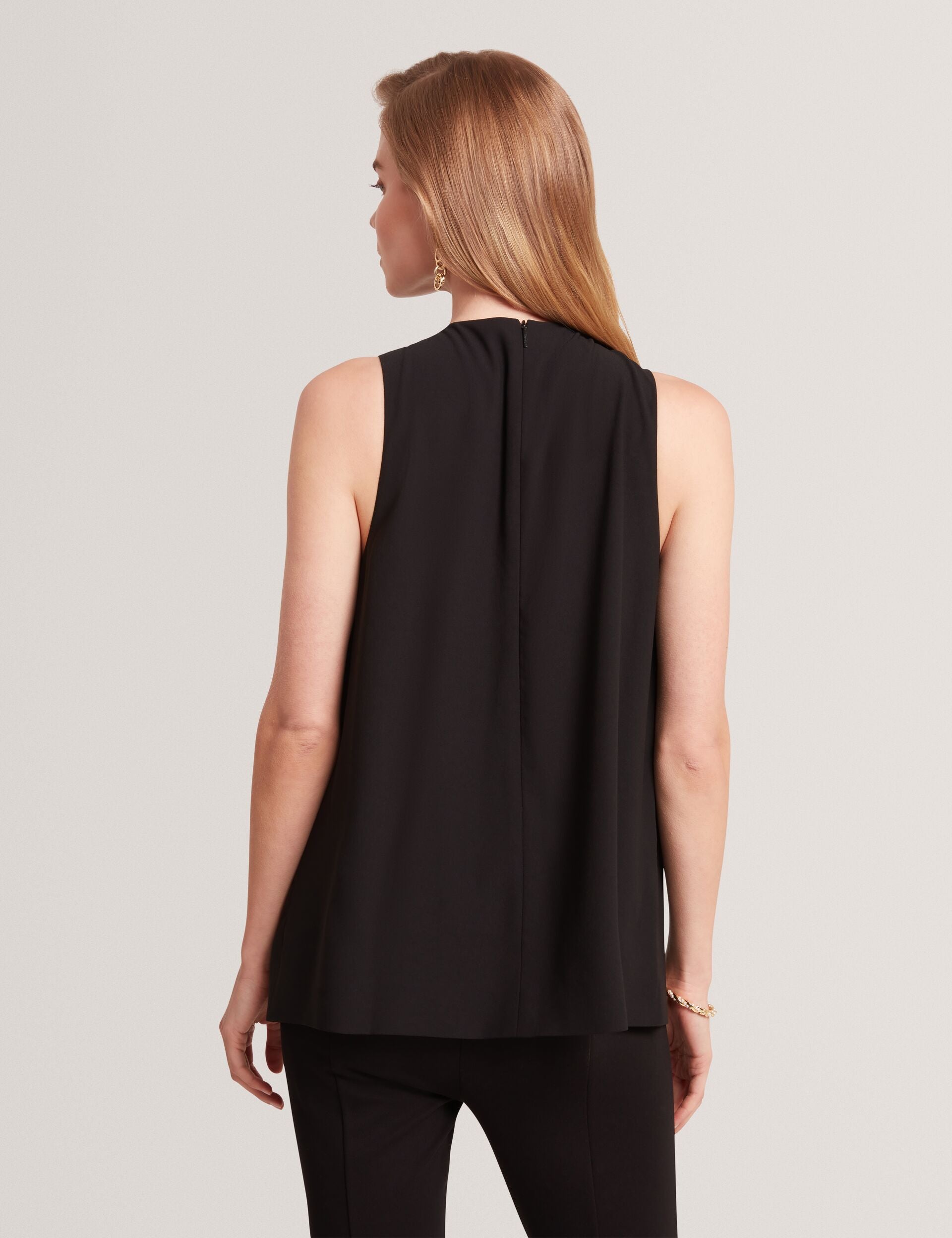 Ted Baker ICANA - Draped Front Asymmetric Sleeveless Top BLACK