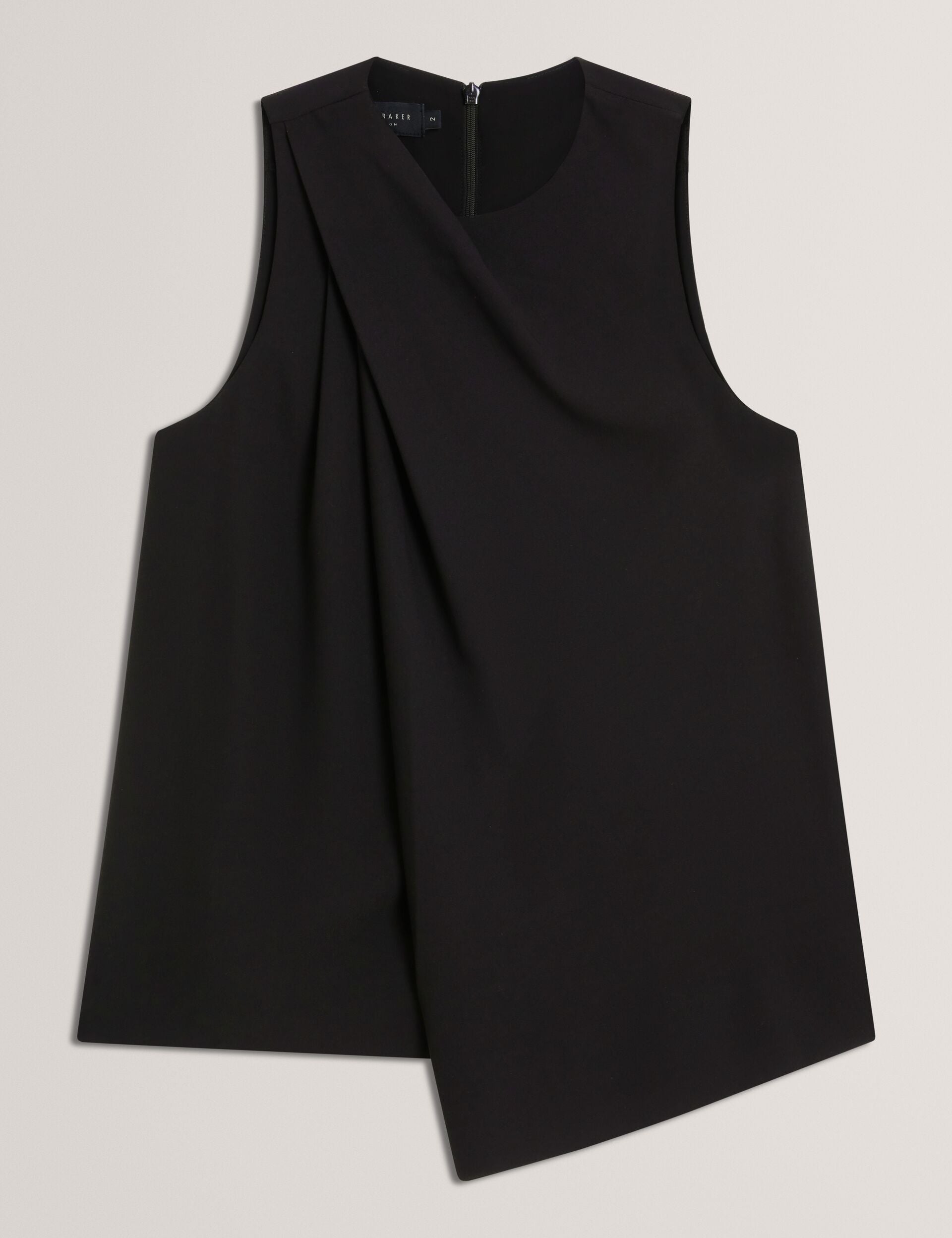 Ted Baker ICANA - Draped Front Asymmetric Sleeveless Top BLACK