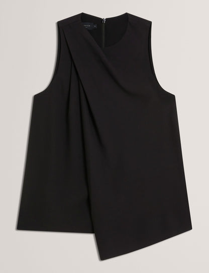 Ted Baker ICANA - Draped Front Asymmetric Sleeveless Top BLACK