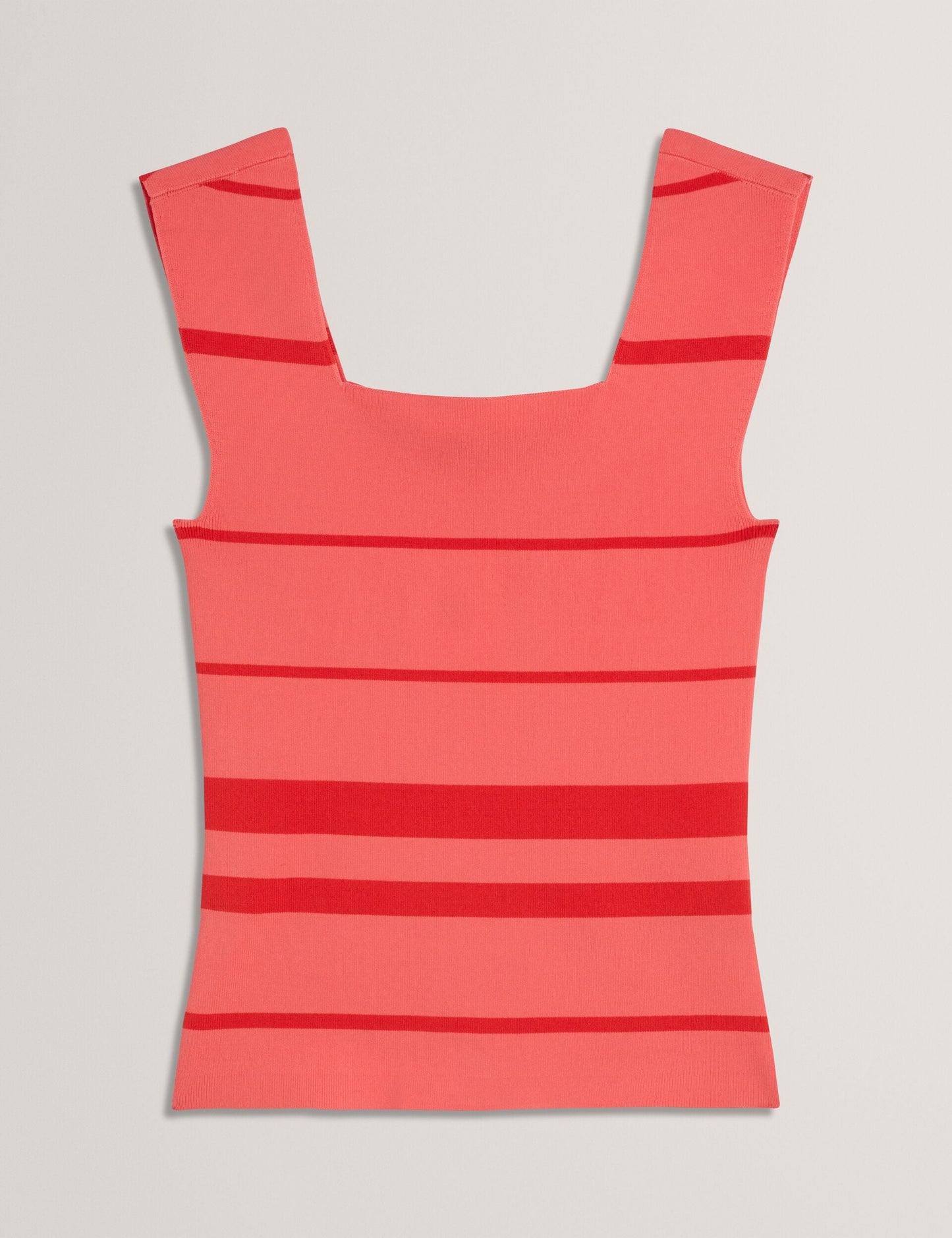 Ted Baker LAYDAA - Striped Knit Square Neck Sleeveless Top CORAL