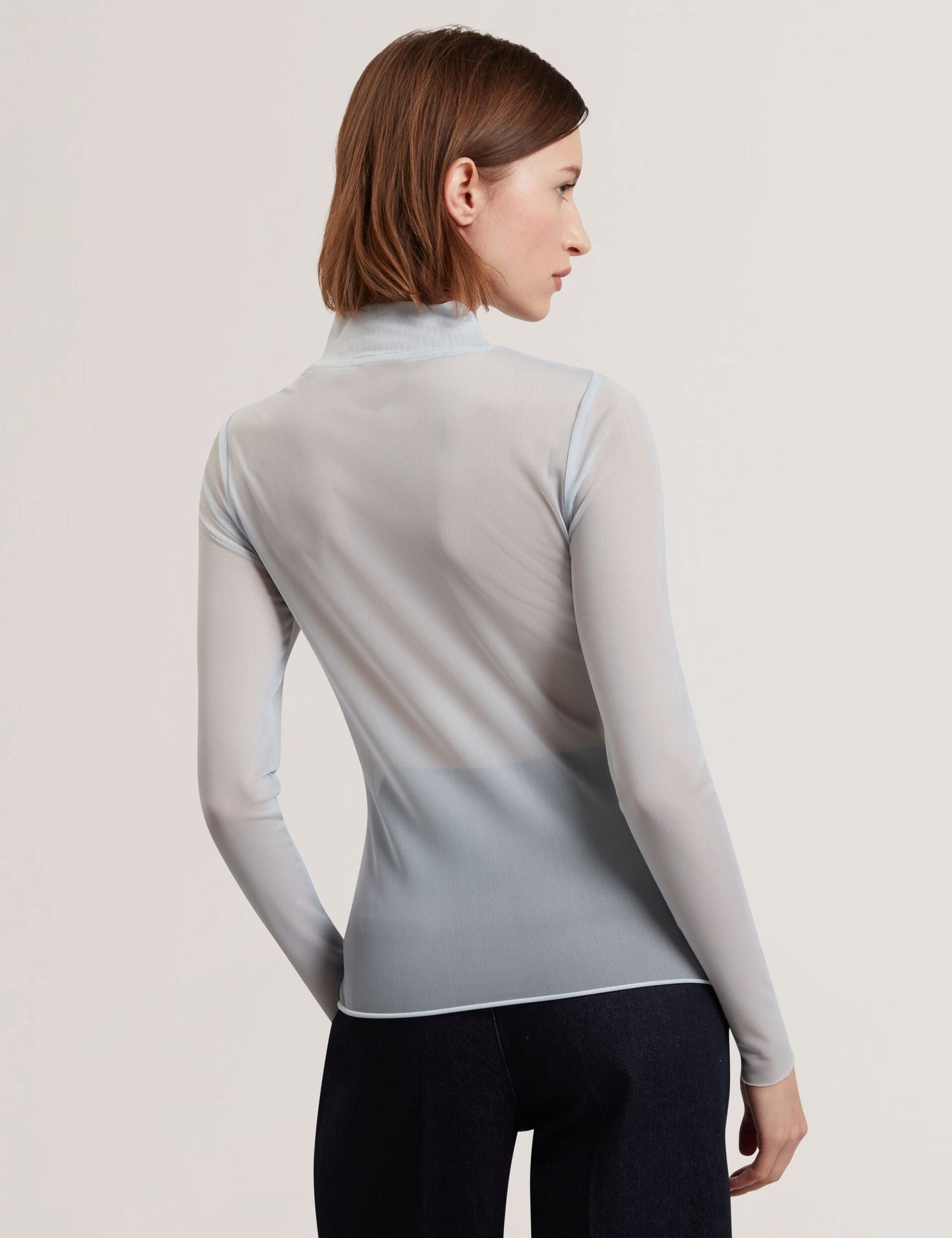 Ted Baker PIPYA - Floral High Neck Long Sleeve Mesh Top PALE BLUE