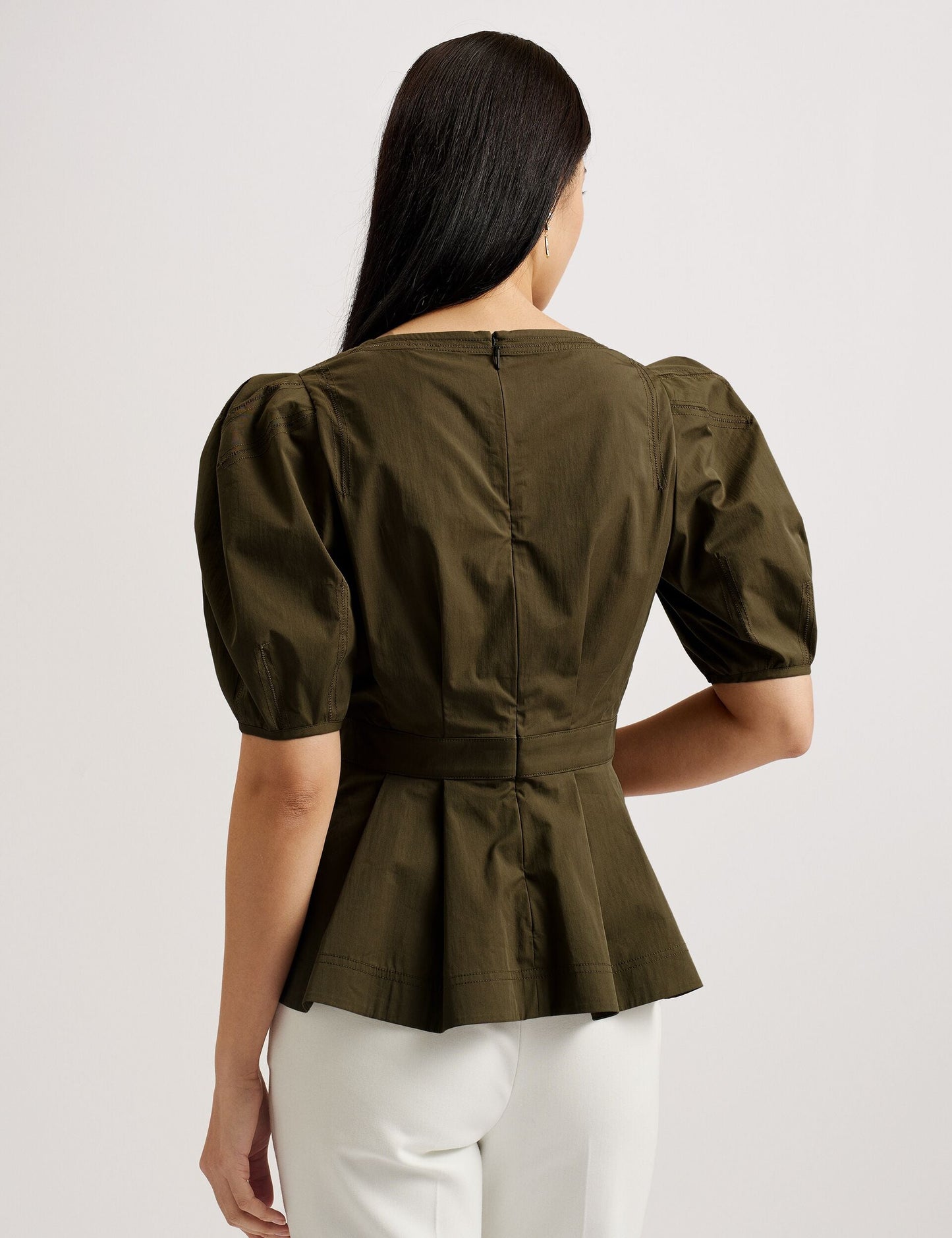 Ted Baker BURDUR - Peplum Fitted Top KHAKI