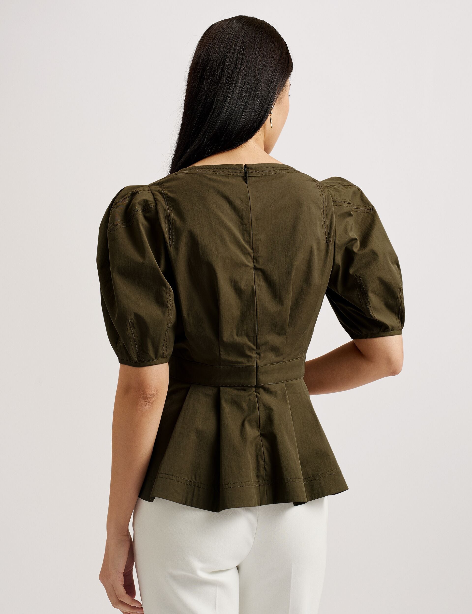 Ted Baker BURDUR - Peplum Fitted Top KHAKI
