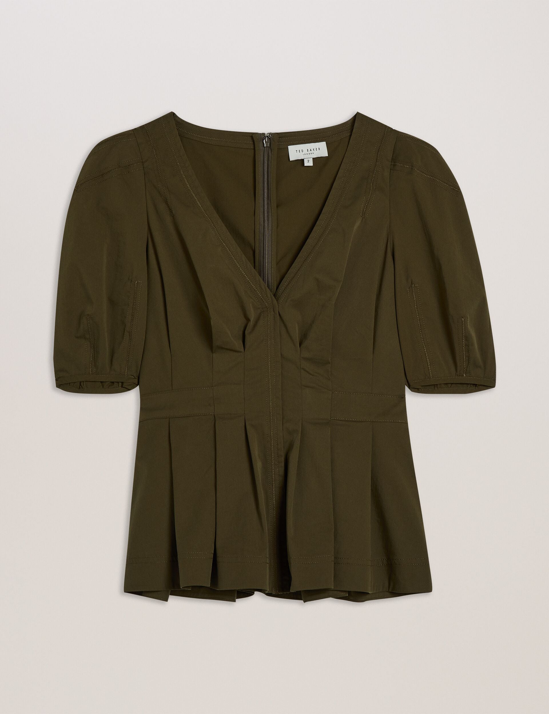Ted Baker BURDUR - Peplum Fitted Top KHAKI