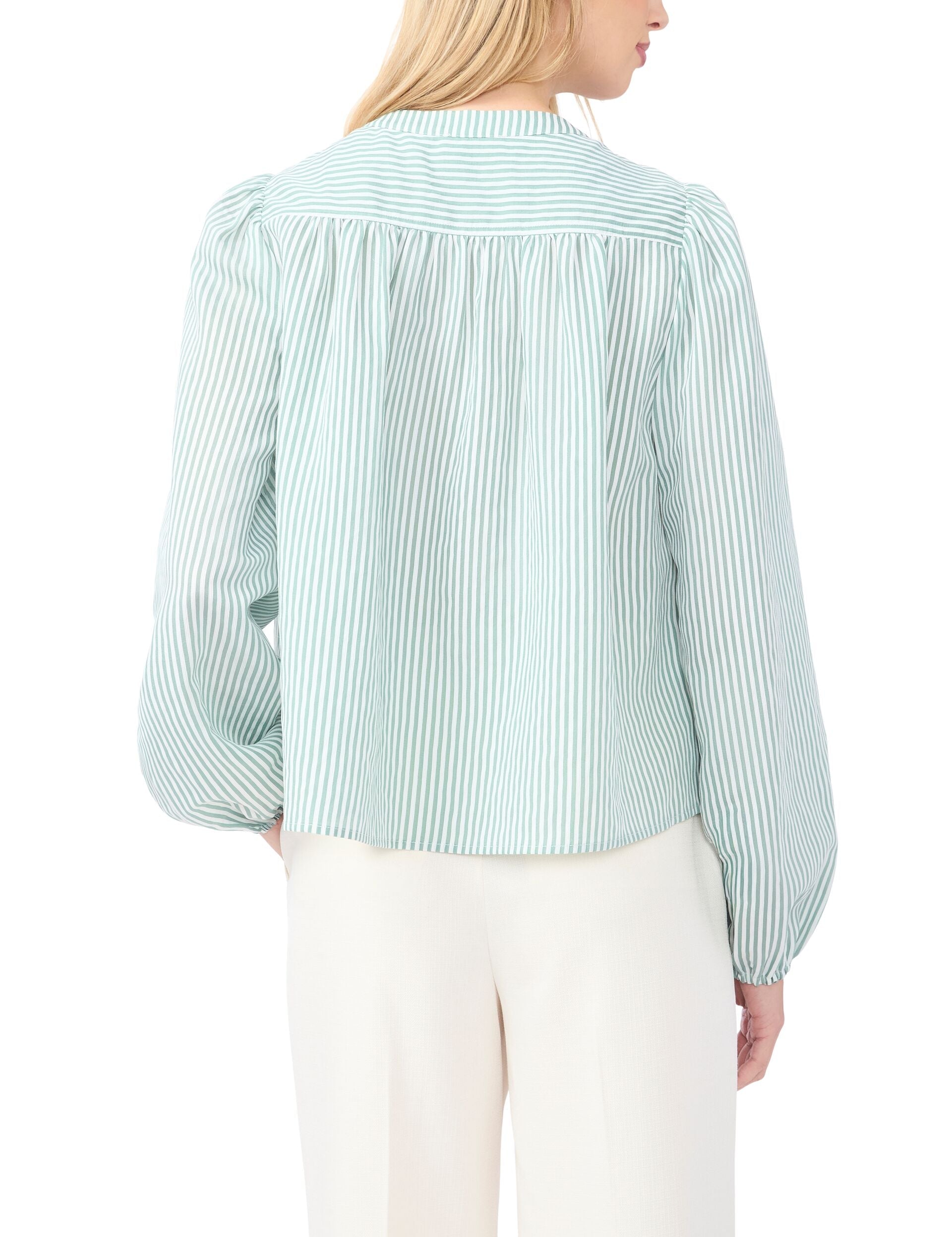 Ted Baker BROOKE Striped Puff Long Sleeve Blouse LIGHT GREEN