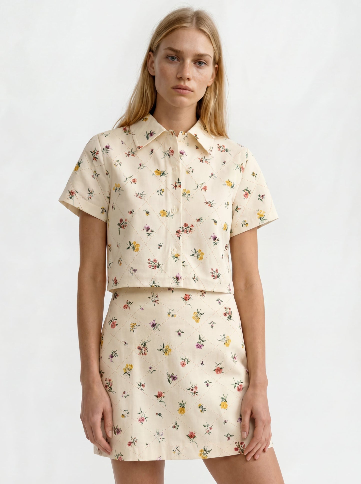 Ted Baker LIZ Wildflower Embroidered Cropped Shirt CREAM