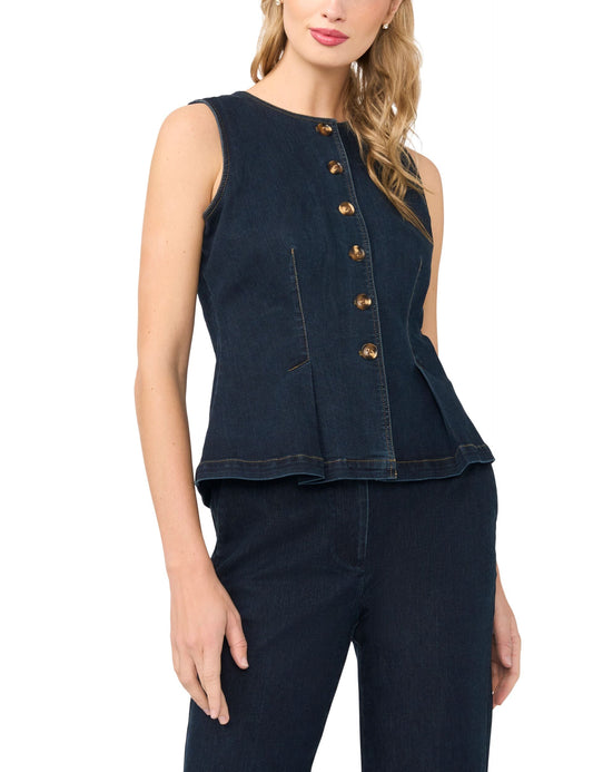 Ted Baker GIA Sleeveless Denim Button-Up Top NAVY