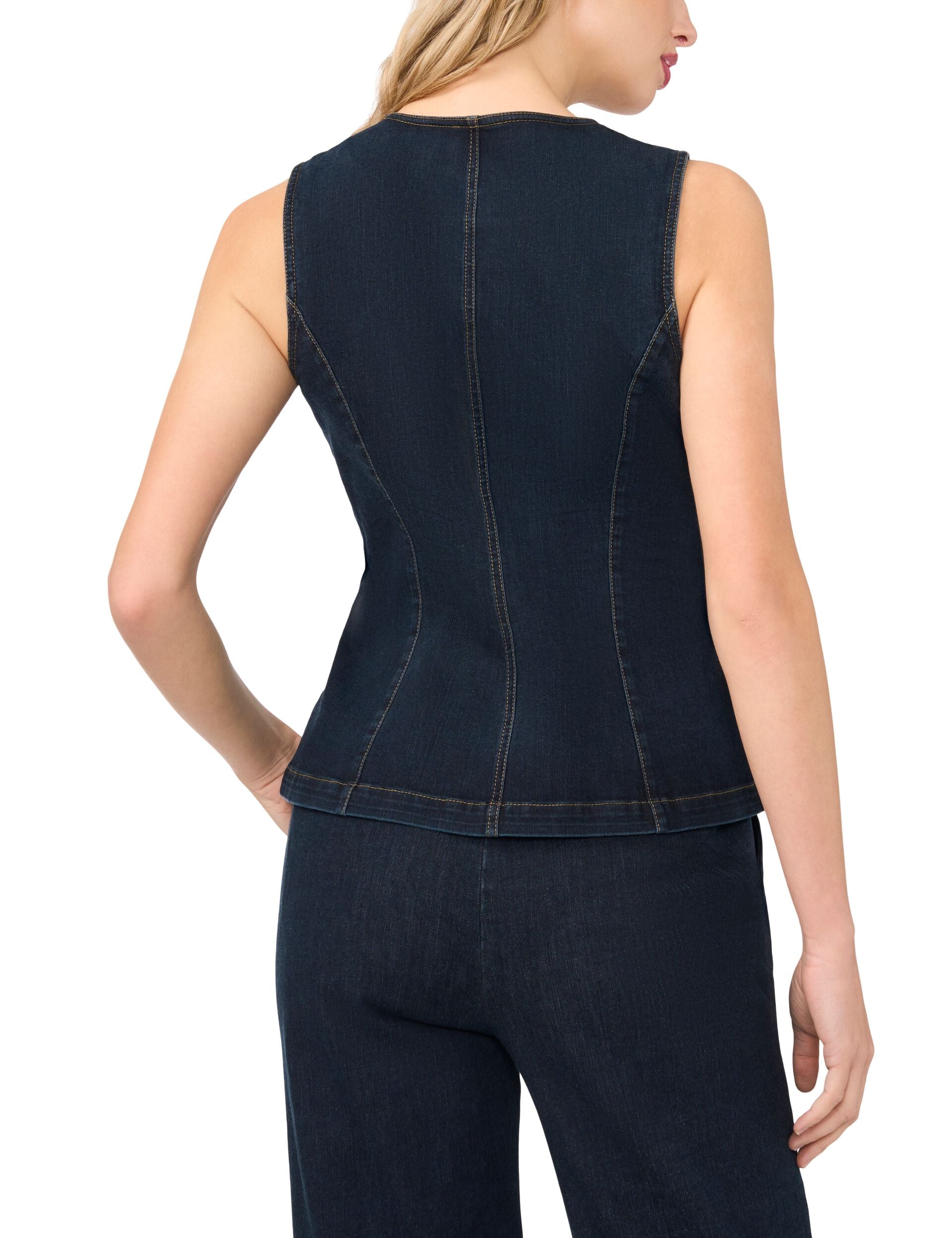 Ted Baker GIA Sleeveless Denim Button-Up Top NAVY