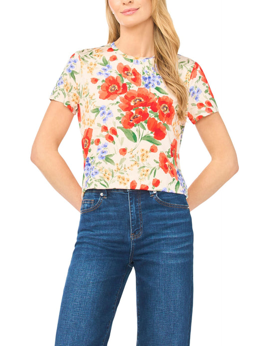 Ted Baker KNITTOP Poppy Print Slim Fit T-Shirt ECRU