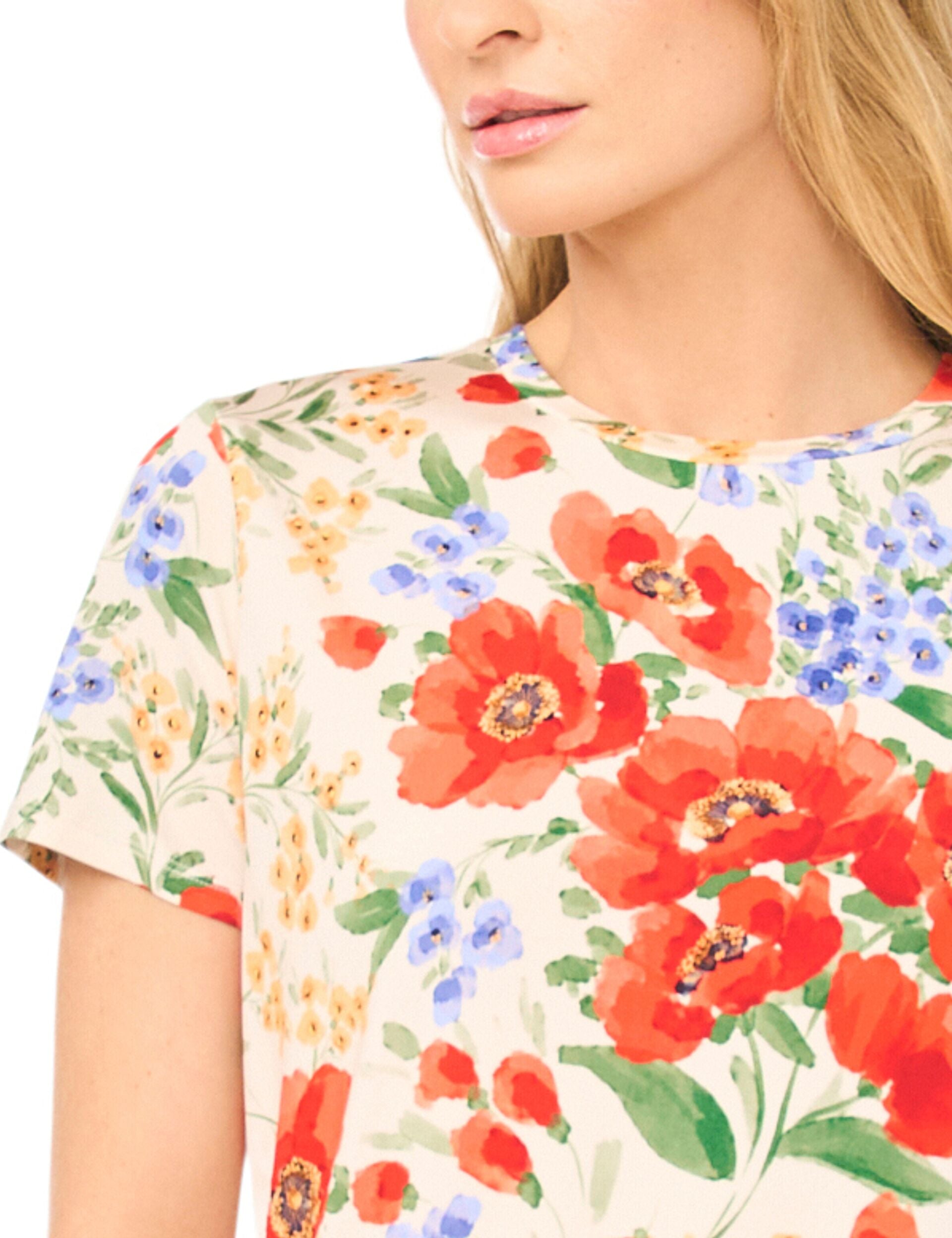 Ted Baker KNITTOP Poppy Print Slim Fit T-Shirt ECRU