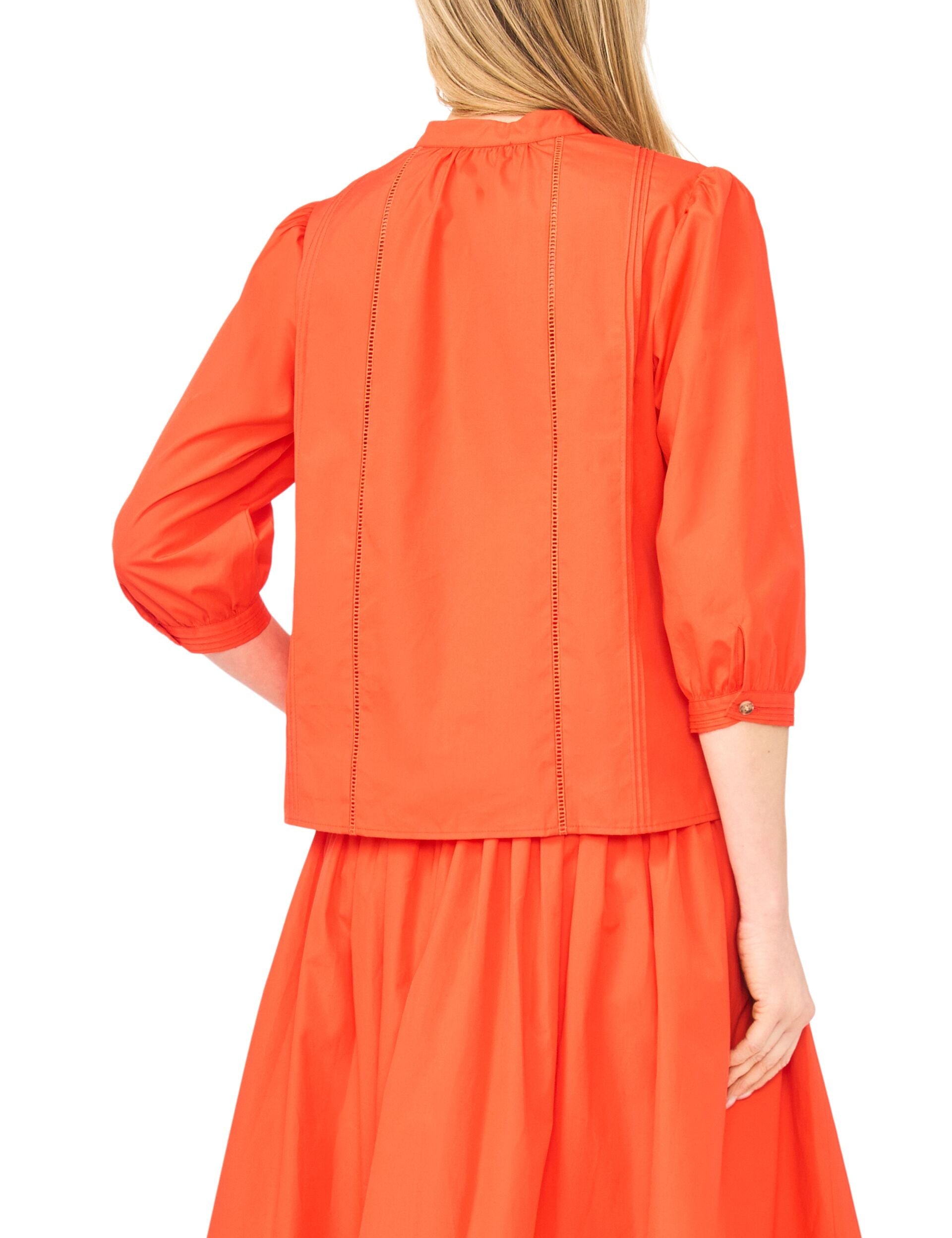 Ted Baker CAMILLE Relaxed Mandarin Collar Cotton Blouse BRIGHT ORANGE