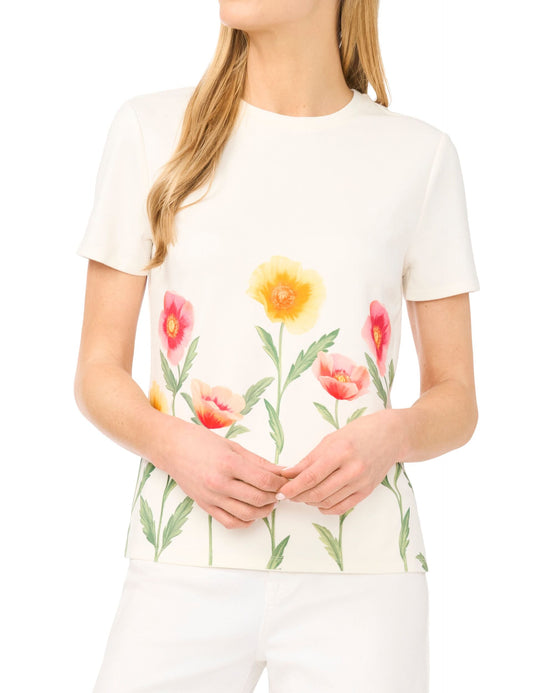 Ted Baker WILLOW Floral Border Crew Neck T-Shirt IVORY
